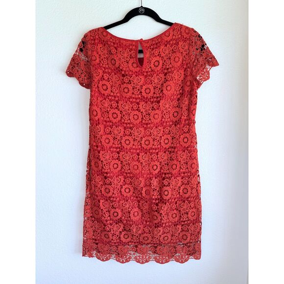 Anthropologie Moulinette Soeurs Horkelia Lace Short Sleeve Shift Dress in Orange - Picture 5 of 12